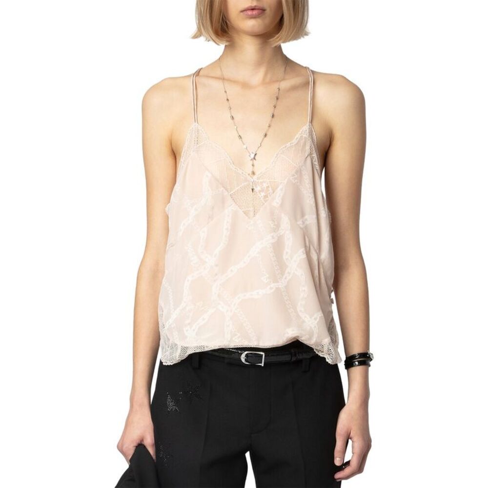 Zadig & Voltaire Pink Lace Tank Top